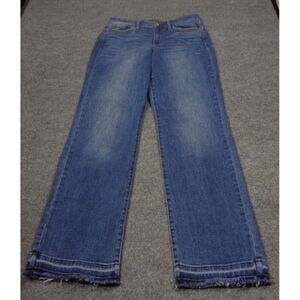 Judy Blue Jeans Womens 9/29 Dad Jeans Straight Stretch Button Fly Distressed